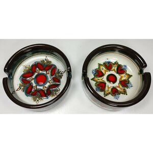 Gebrüder Haas Brothers Potters at Liechtenstein Ashtray Set Flower Heart Pottery